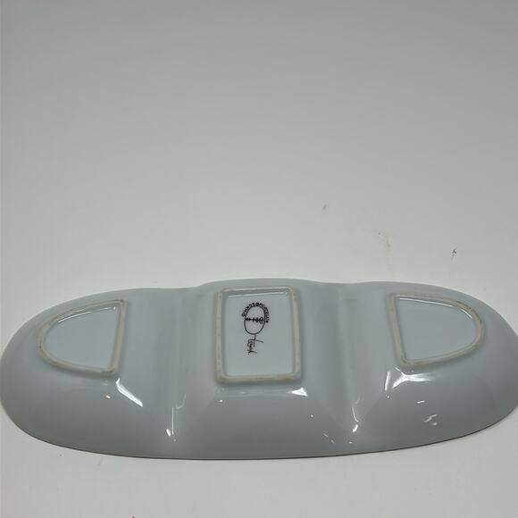 Vintage Legardo Tackett for Schmid  Blue 3 Section Divided Porcelain Relish Dish - Picture 6 of 13